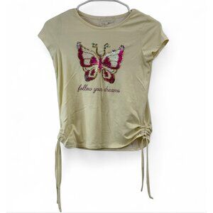 Btween Embellished Butterfly Graphic Tee With Drawstring Detail Size 10